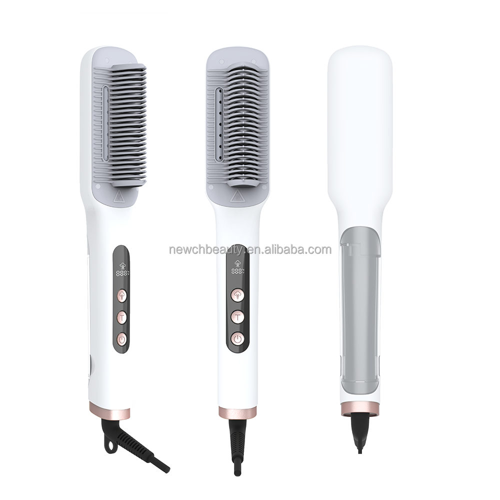Electric Steam Hair Straightener Brush Curling Iron Comb 21ML Water Tank Curler Ionic Salon Barber Household Hair Styling Tool