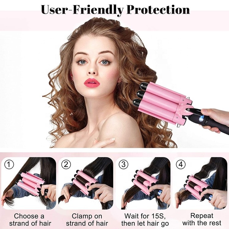 Hair Curling Iron 3 Barrel Wand 26mm Hair Waver Curling Iron Professional Curling Wand Temperature Adjustable Heat up Quickly