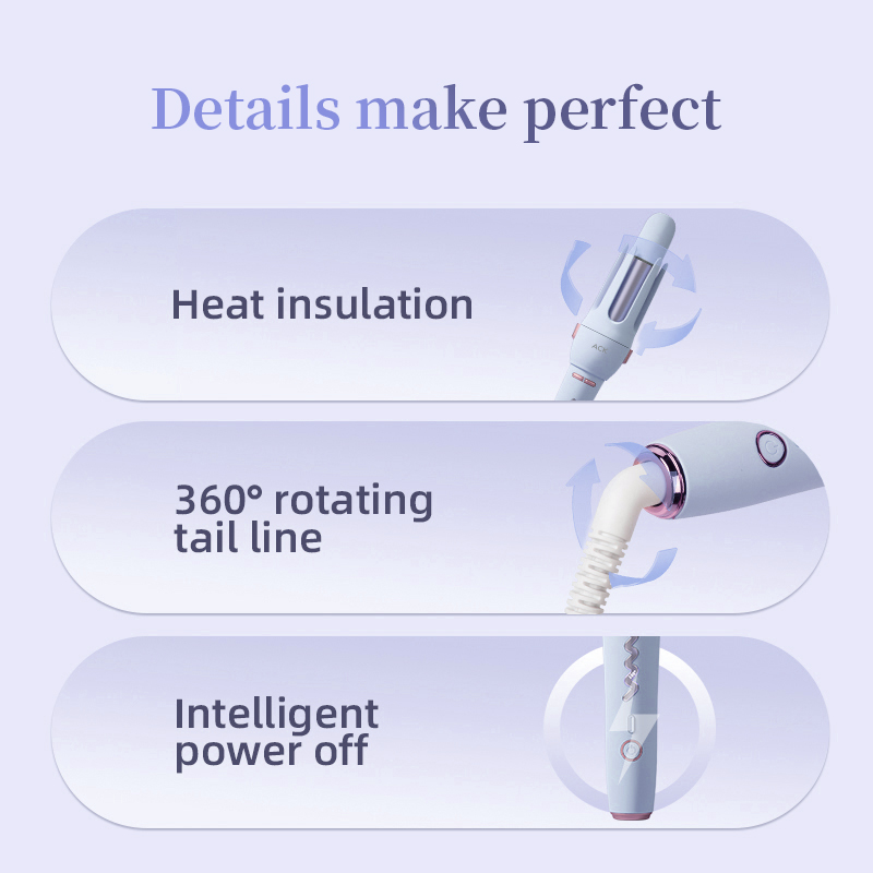 High-Density Negative Ion Smart Curler with Intelligent Auto Shutoff Adjustable Heat Protection System Electric Power Source