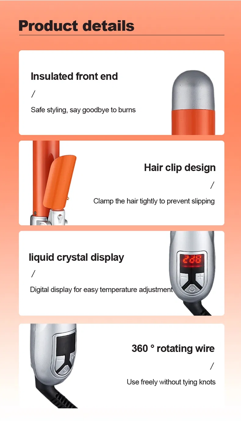 Professional Ionic Titanium Automatic Curling Iron with Multi-Function Styling and LCD Temperature Display