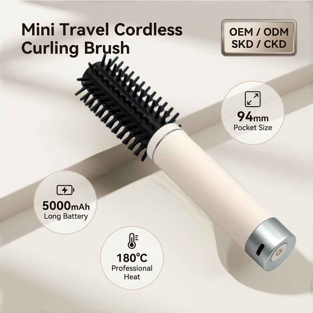 Custom Curling Iron USB Rechargeable Cordless Heated Brush Hair Curling Portable Electric Curling Iron Automatic