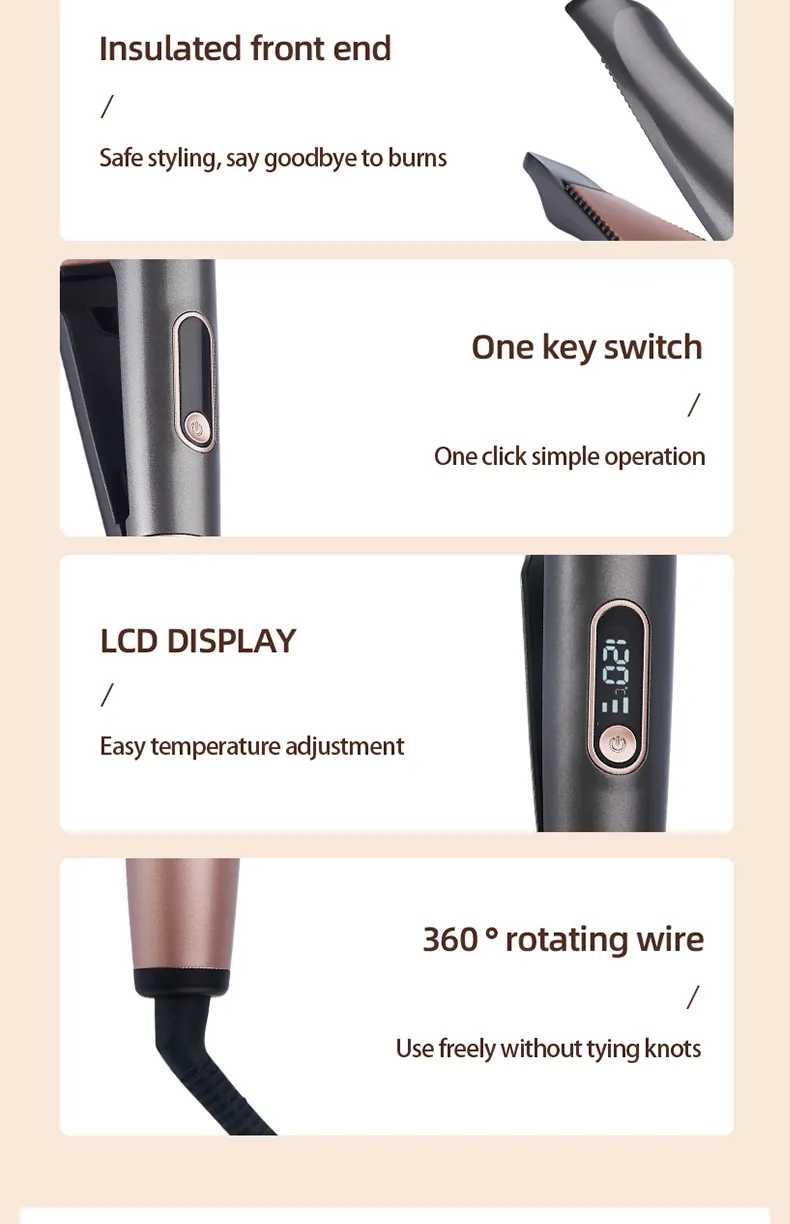 Ultra-Smooth Titanium Coated Two-in-One Spiral Curling Iron with Variable Barrel Sizes and Advanced Heat Protection