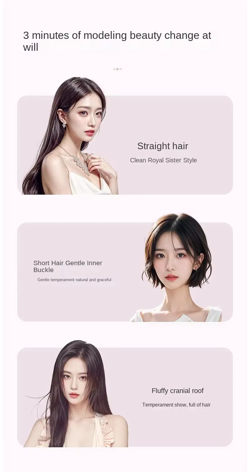 Mini Rechargeable Hair Straightener Wireless Portable Travel Lazy Hair Brush Negative Ion 2-in-1 Straightening Curling Iron
