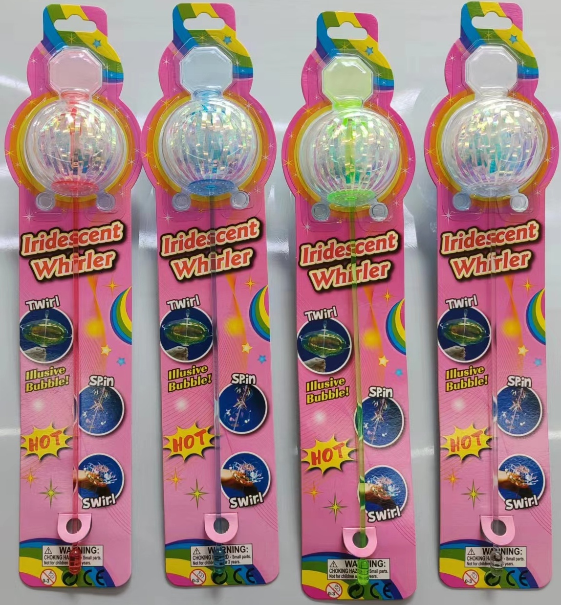 Large Plastic Unlit Rainbow Stick Magic Rotating Bubble Wand Bubble Flower