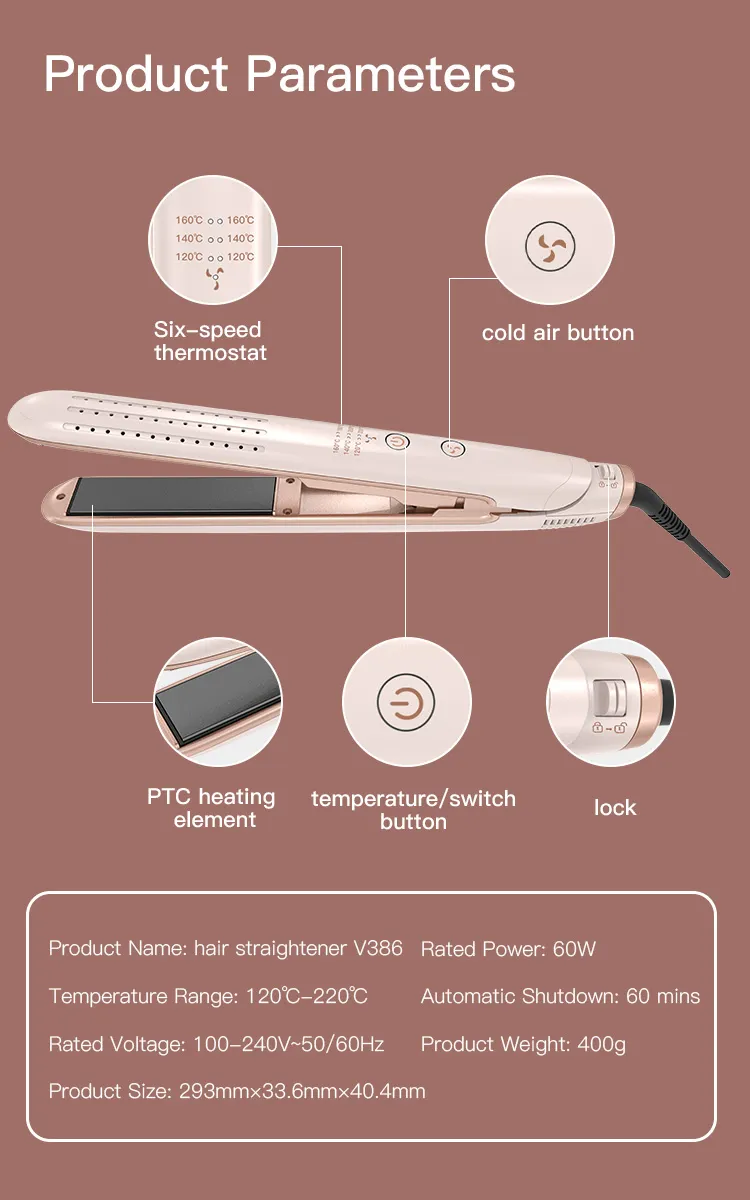 2-in-1 Air Straightener and Curler Ceramic Infrared Cold Air Hair Iron