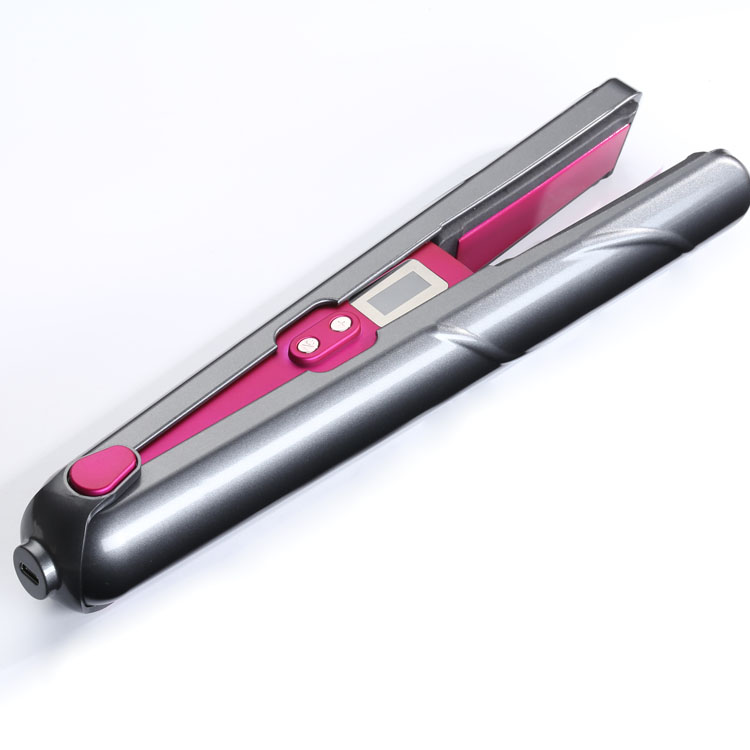 Best Selling Wireless USB Ceramic Coated Induction Hair Straightener &amp; Curling Iron Dual Voltage LCD Display Portable