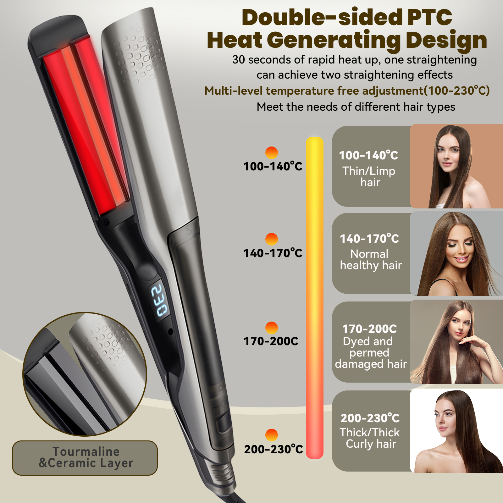 In Stock Straightener Hair Plate Steam Flat Iron Curler 2-in-1 for Household Hotel Use