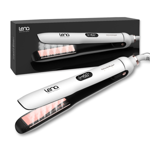 Lena 450F 2 in 1 Vapor Steam Flat Iron and Curler Titanium Professional Plus Steam Hair Straightener for Salon