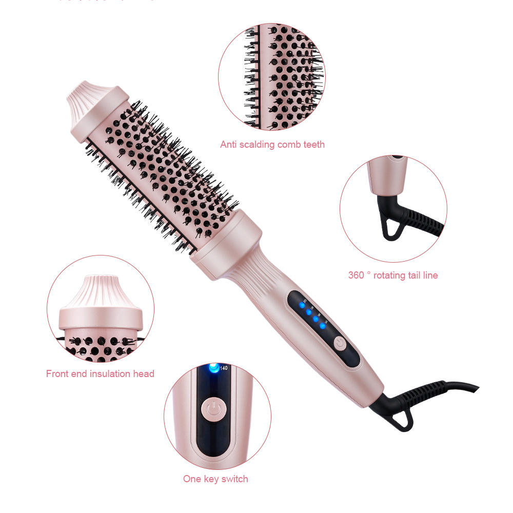 Portable Hot Air Brush Hair Curler Comb with LED Display Electric Thermal Styling Tool for Household RV &amp; Hotel Use