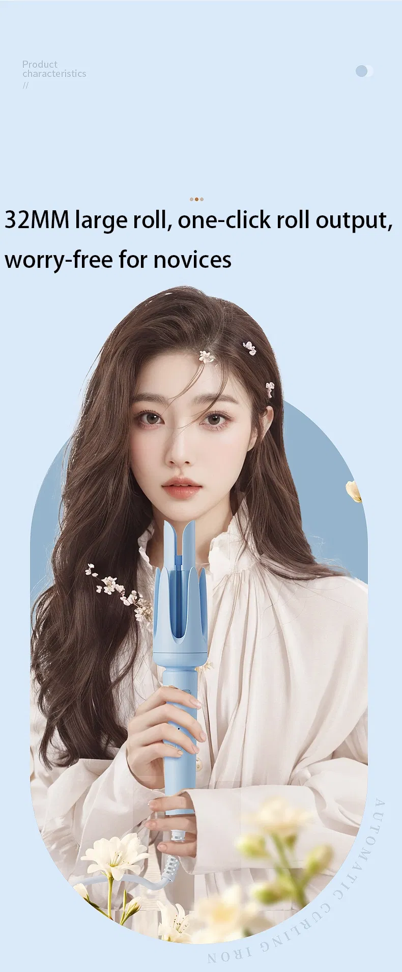 OEM 32mm Automatic Rotation Curling Iron Multi-Speed Temperature Adjustment Fast Heating Styling Hair Curler