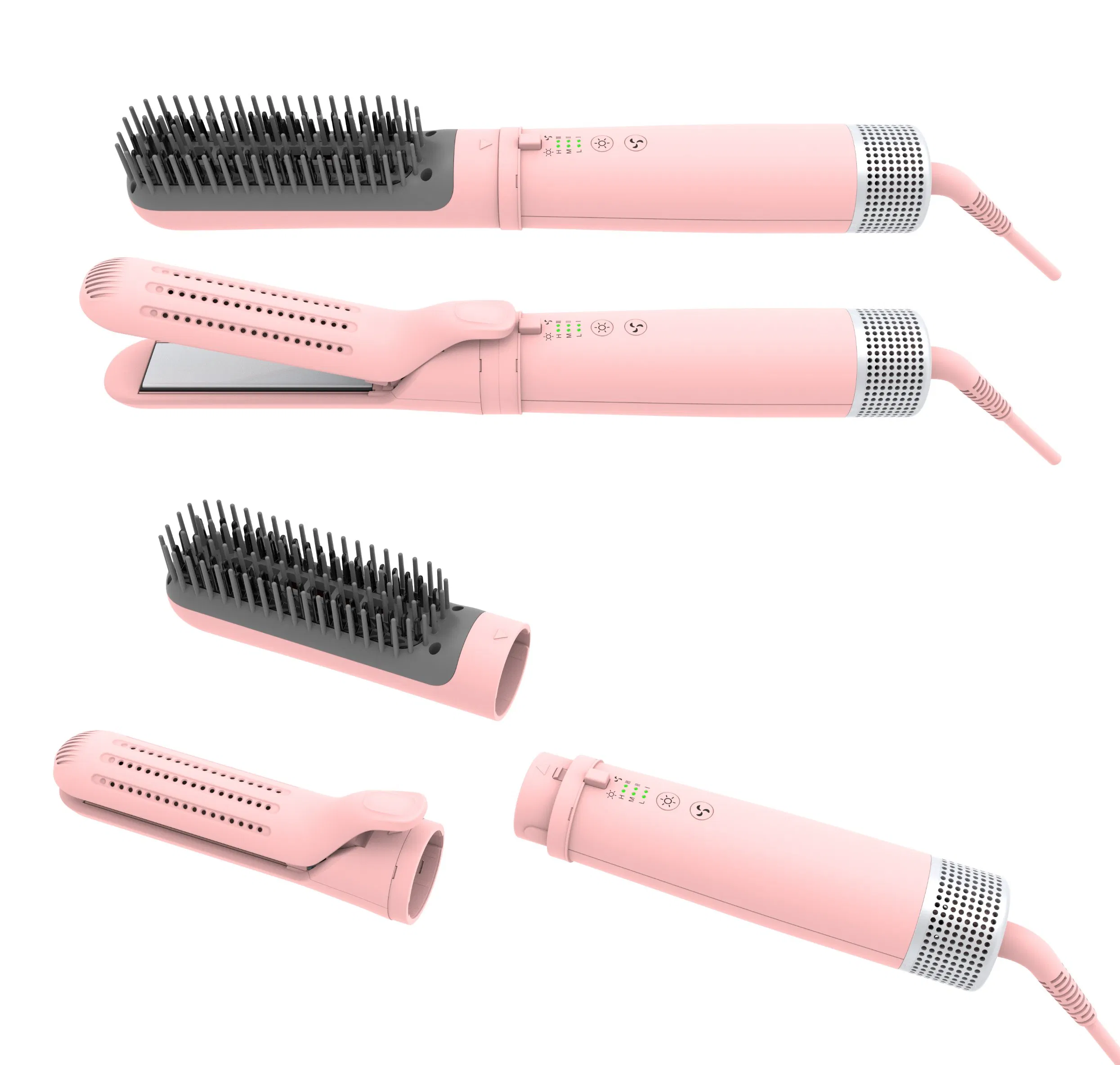 Custom Professional Multi-Function Interchangeable Hair Curler Private Label Wholesale 3 in 1 Curling Straightening Brush Iron
