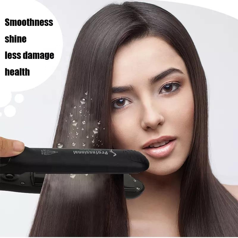 2 in 1 Curling Straightening Steam Flat Iron Professional Steam Hair Straightener Salon Styler Tourmaline Flat Iron
