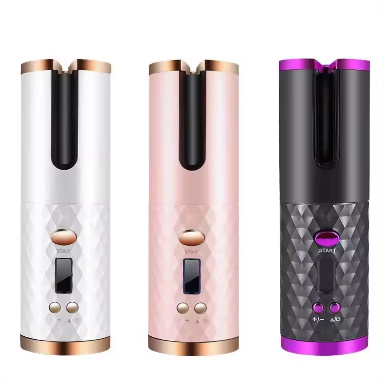 Cordless Automatic Hair Curler Cup Curling Iron Mini Portable USB Rechargeable LCD Display Smart Temp Styling Tool OEM ODM