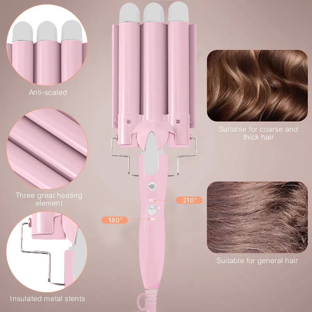Triple Barrel Hair Waver with 1PC Brush and 4PCS Alligator Clips