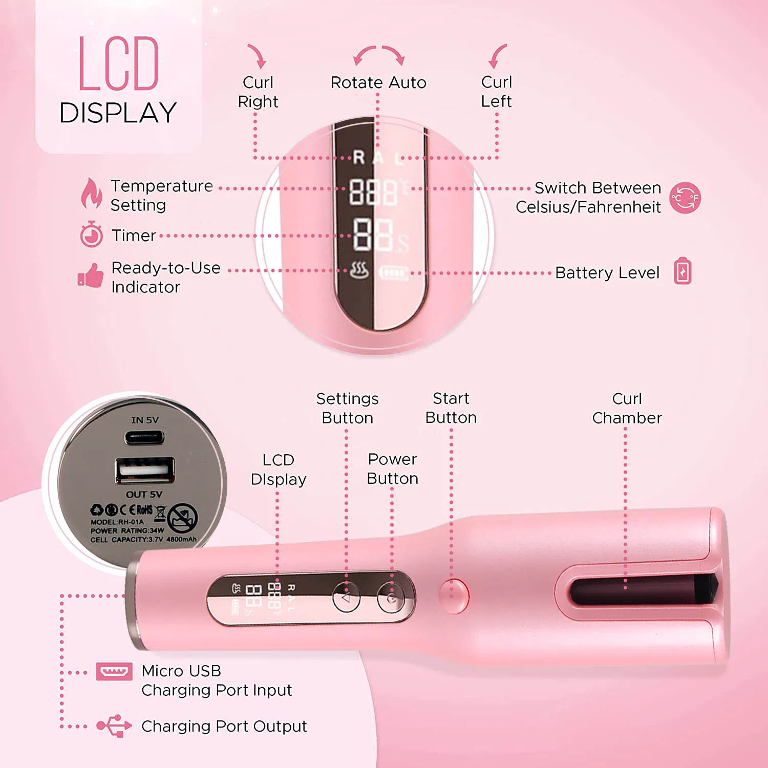 Professional Cordless Automatic Hair Curler