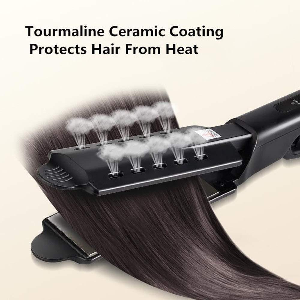 Ceramic Tourmaline Steam Hair Straightener Curling Iron Electric Household Flat Iron with Temperature Regulation Widening Plate