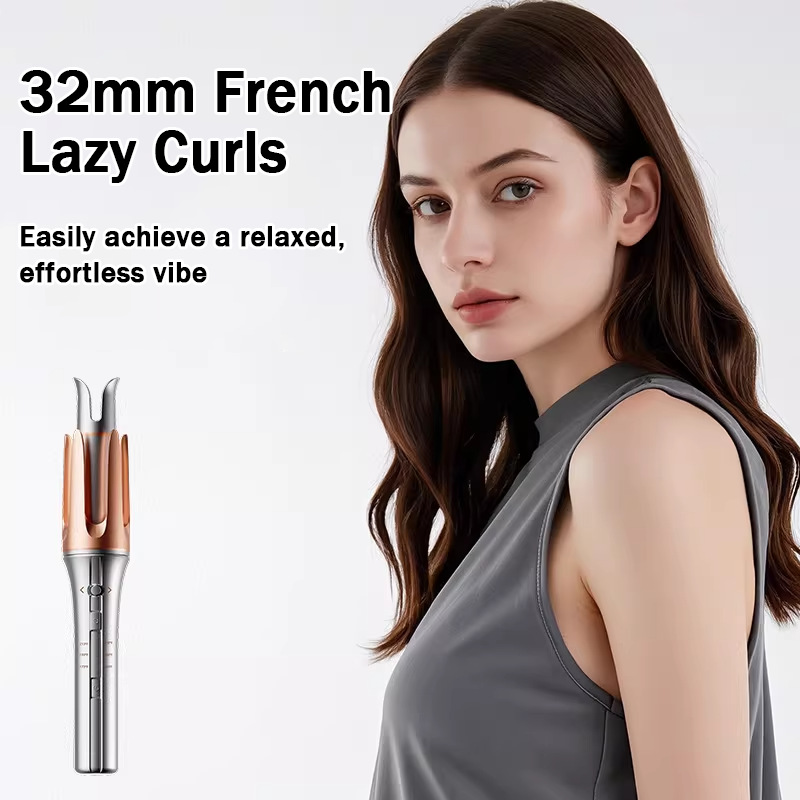 Electric Auto Rotating Hair Curler Anti-Tangle Smart Chip Curling Iron Fast Heat Ionic Waver 4 Temperature Portable Household