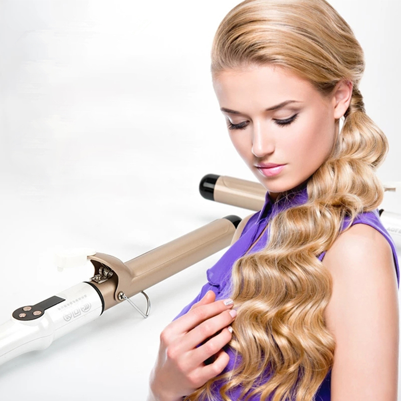 Curling Iron Professional Ceramic Tourmaline Coating Barrel Hair Curler LCD Display With 9 Heat Setting