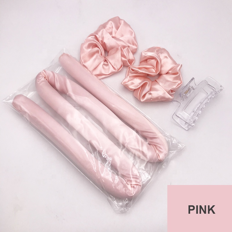 100% Mulberry Silk No Heat Magic Heatless Hair Curlers Hair Roller Spiral Curls Styling Rollers Kit
