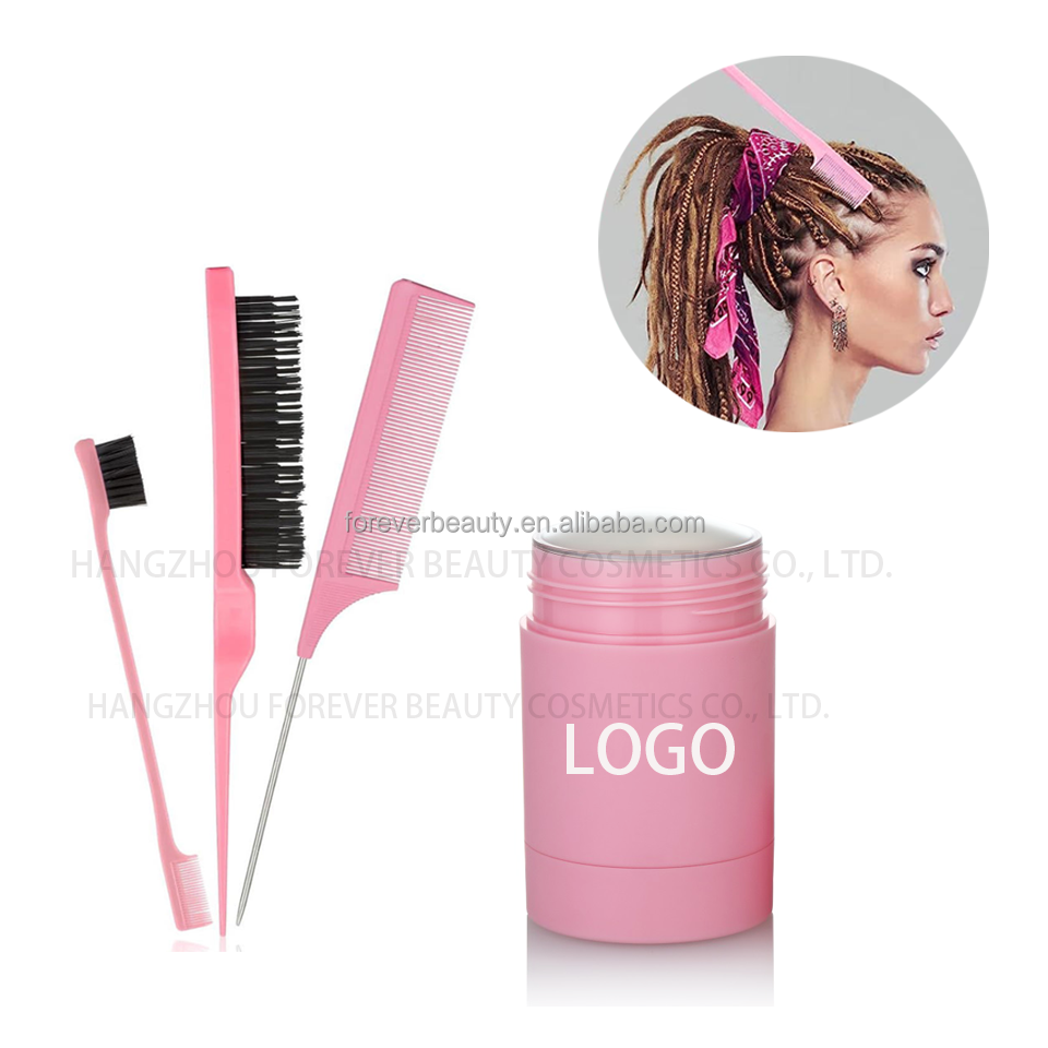 Long-lasting Smoothing Hair Wax Stick Rat Tail Comb Edge Brush Hair Brushes Hair Styling Tool Set Custom Logo
