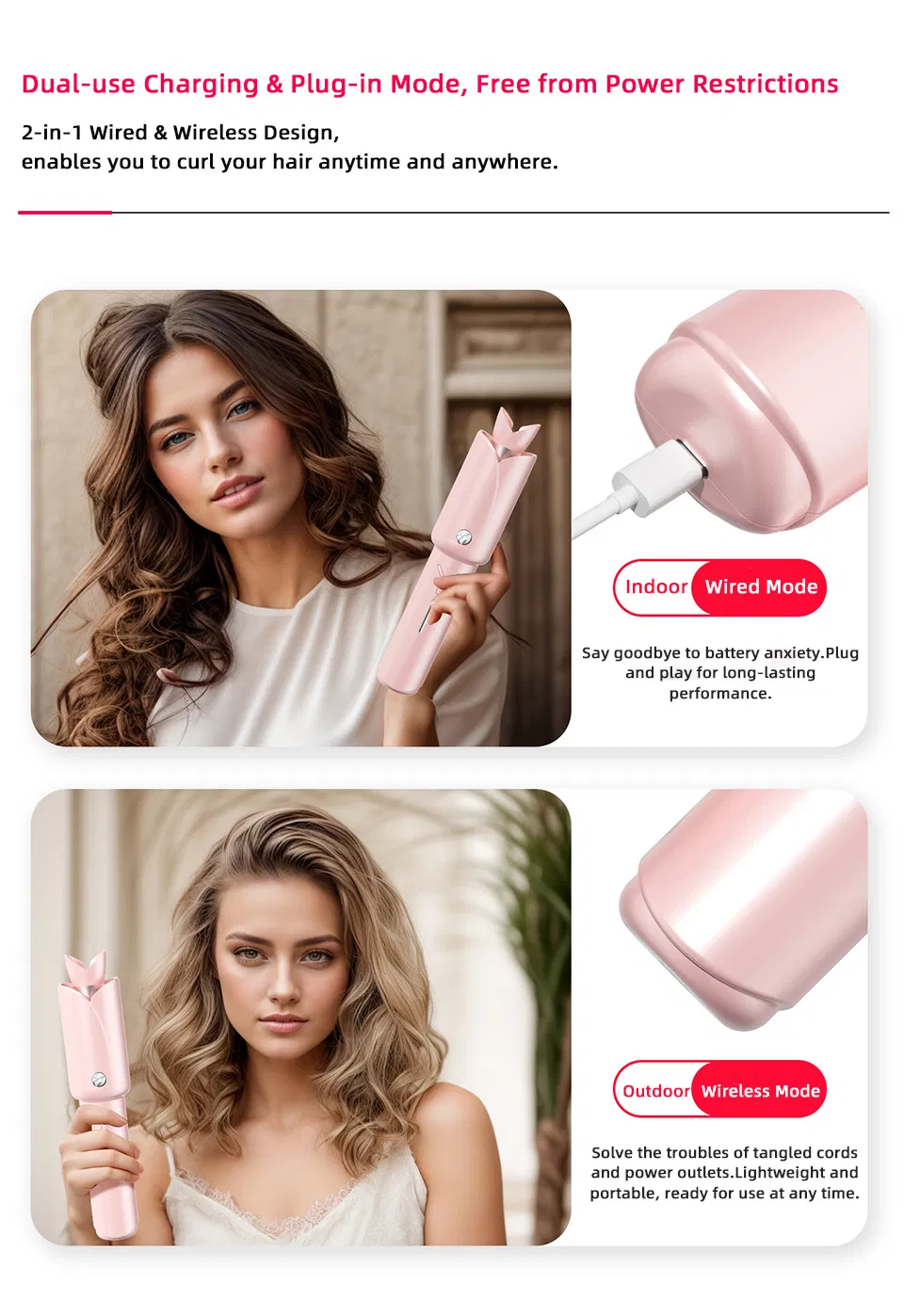 Wireless Automatic Hair Curler with Smart Temperature Control