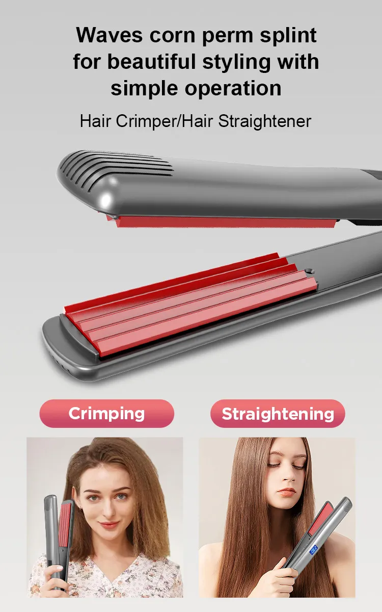 Ceramic Plate Straightening and Curling Iron, PTC Fast Heating Titanium Electric Dual Voltage Styling Device