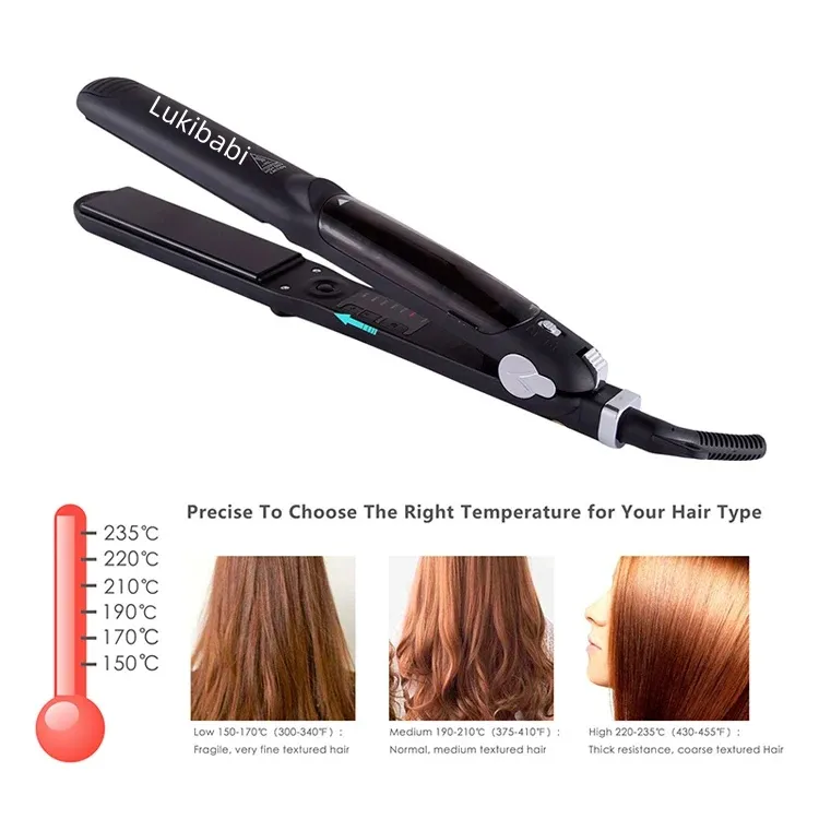 Professional Steam Pod Strong Infrared Hair Straightener Ceramic Flat Iron