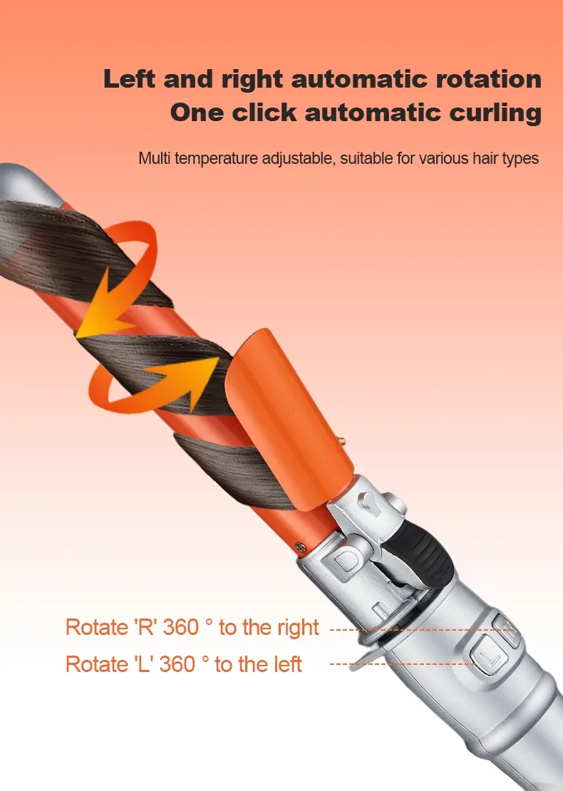 Professional Ionic Titanium Automatic Curling Iron with Multi-Function Styling and LCD Temperature Display