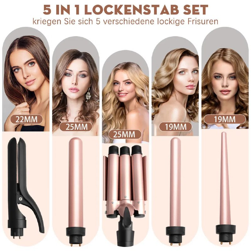 5-in-1 Interchangeable Styling Head Perm Curling Iron Set