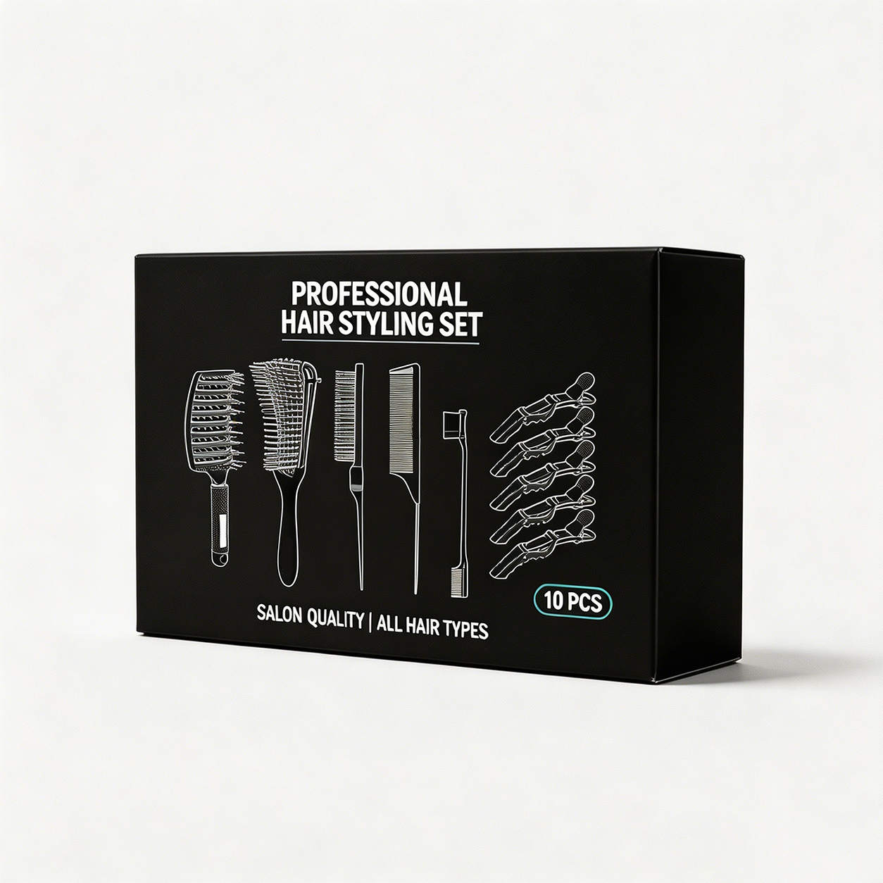 10pcs Custom Logo Comfortable Fashion Plastic Handle Hair Brush &amp; Comb Set Professional Salon &amp; Home Use Styling Set