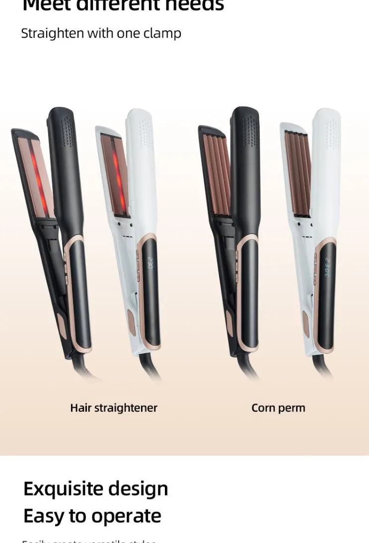 2026 Infrared Straightening Iron PRO 2 in 1 Hair Straightener PTC Fast Heating Flat Iron Hair Straight & Curly Hair for Home Use