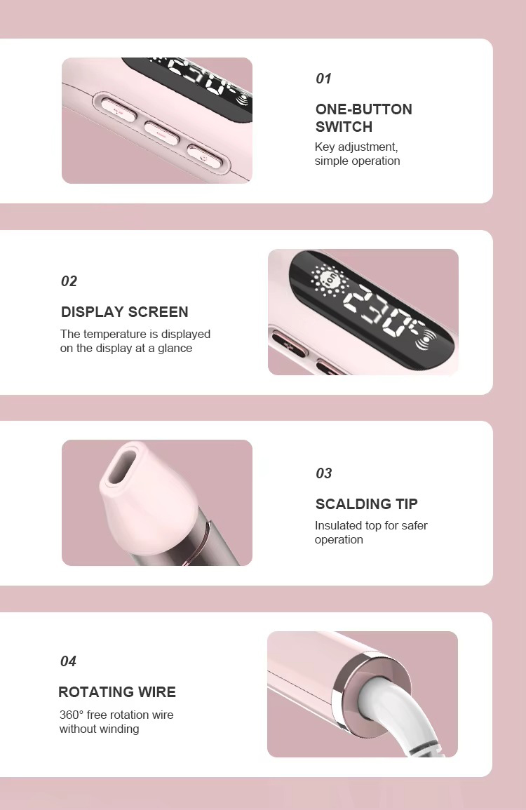 New LCD Automatic Hair Curler Rotating Curling Iron Ceramic Professional Heating Hair Stick Portable Air Spin Curl for Hair Type