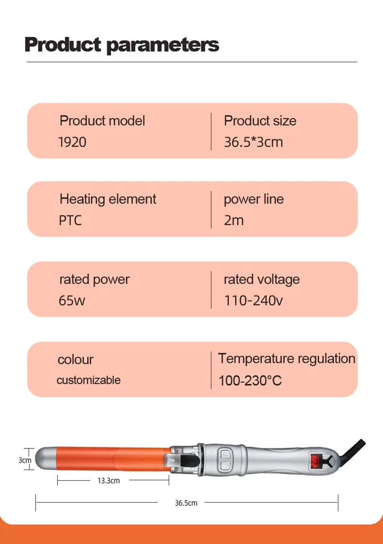 Professional Ionic Titanium Automatic Curling Iron with Multi-Function Styling and LCD Temperature Display
