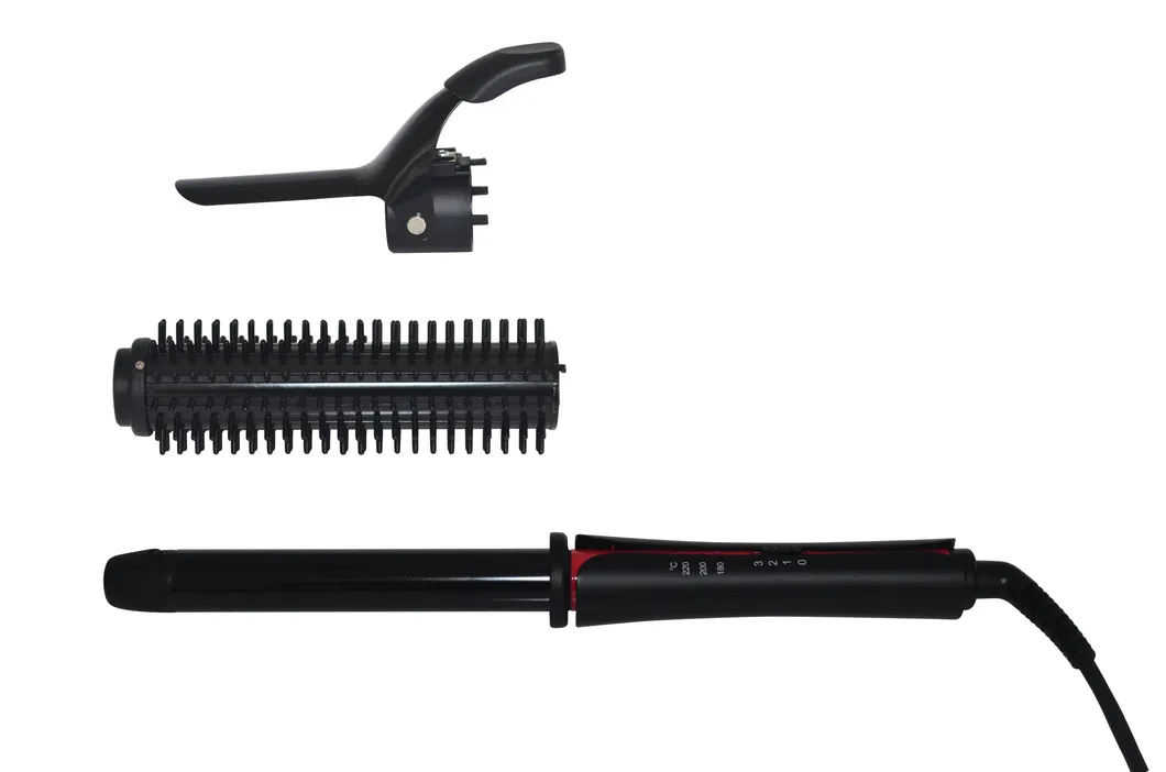 Hair Korean Rotating Straightening and Curling Iron with Brush
