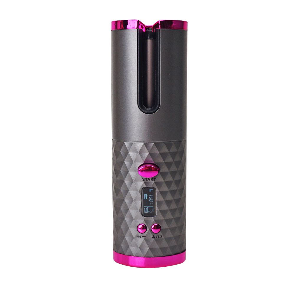 Electric Mini Spiral Wavy Curls Cordless Rechargeable Automatic Ceramic PTC LCD Rotating Portable Wireless Hair Curler Curling