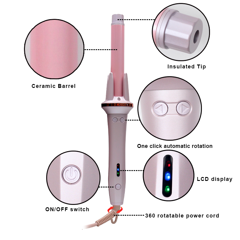 Self Curling Irons Fast Heating Technology Long Barrel Mini Travel Dual Voltage Wireless for Styling on Vacation &amp; Business Trip