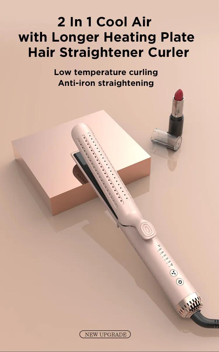 Titanium Alloy Straight Hair and Curling Iron for Long-Lasting Hairstyles, Cold Air Flow Curls, and Burn Prevention
