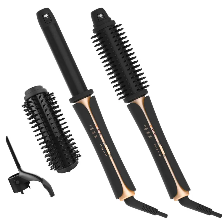 Multi-Styling Hair Curler Set with Replaceable Clip and Brush