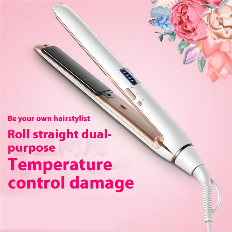 Factory-Sourced Electric Hair Straightener Digital Display Temperature-Adjustable Dual-Purpose Curling Iron Ceramic Plates