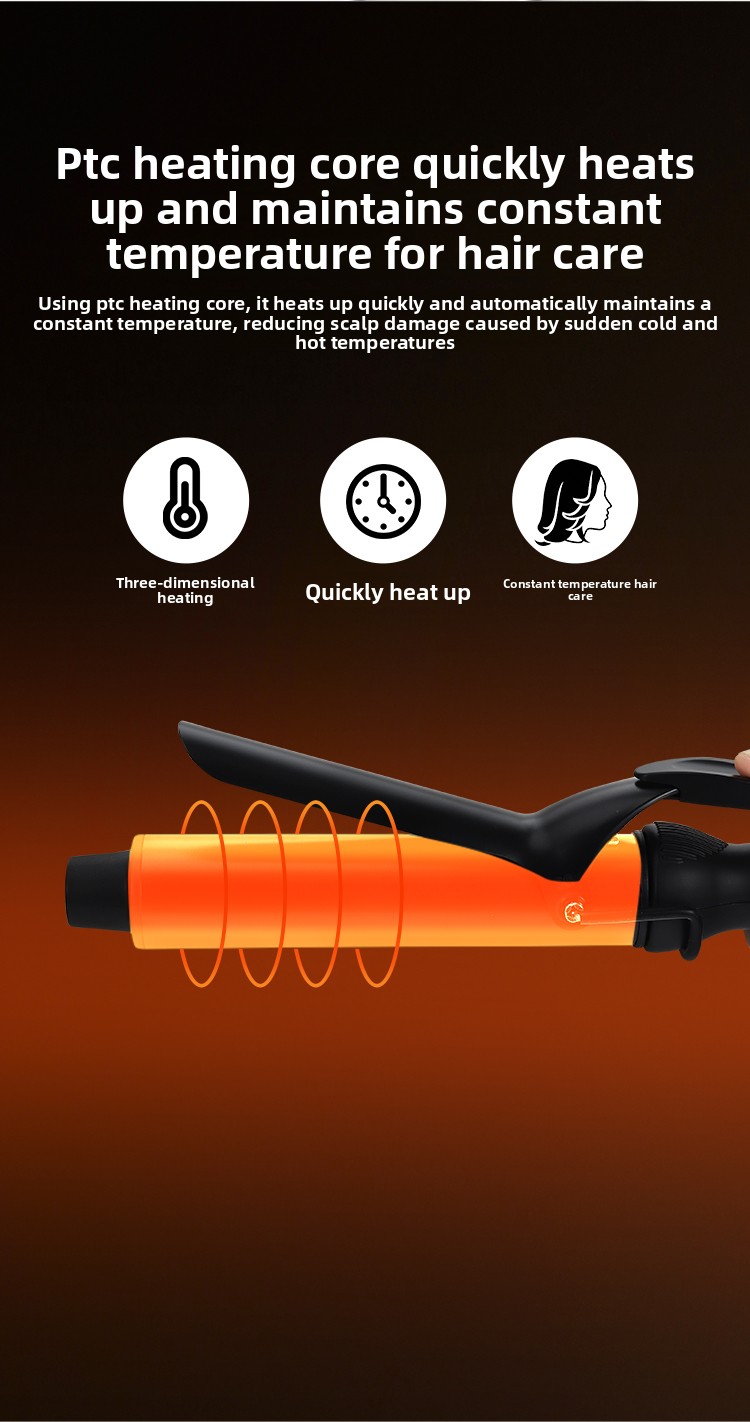 New Professional Portable Electric Ceramic PTC Curling Iron LCD Temperature Display Ionic Fast Heating Long-Lasting French