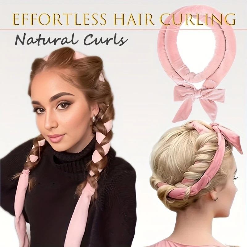 9pcs/ Sets Heatless Hair Curlers Soft Velvet Hairband Hair Curling Iron Set Wave Hair Styling Tool Flexible Heatless Curling Rod