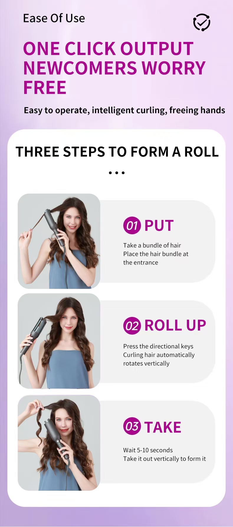 Professional 5-Mode 32mm Ceramic PTC Electric Curling Wand Set with LED Temperature Display