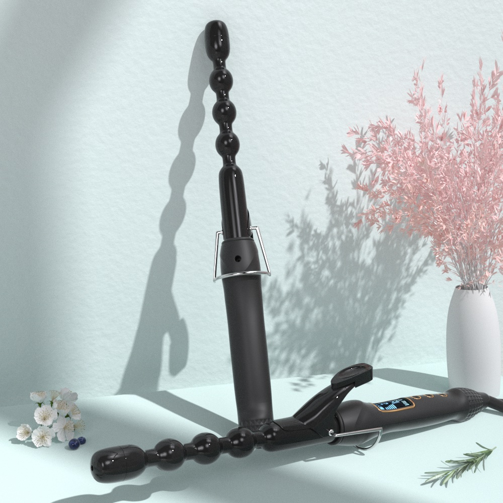 1 Inch Ceramic Bubble Hair Curler LCD Display Electric Iron Curling Wand with PTC Heater for Household or Hotel Use