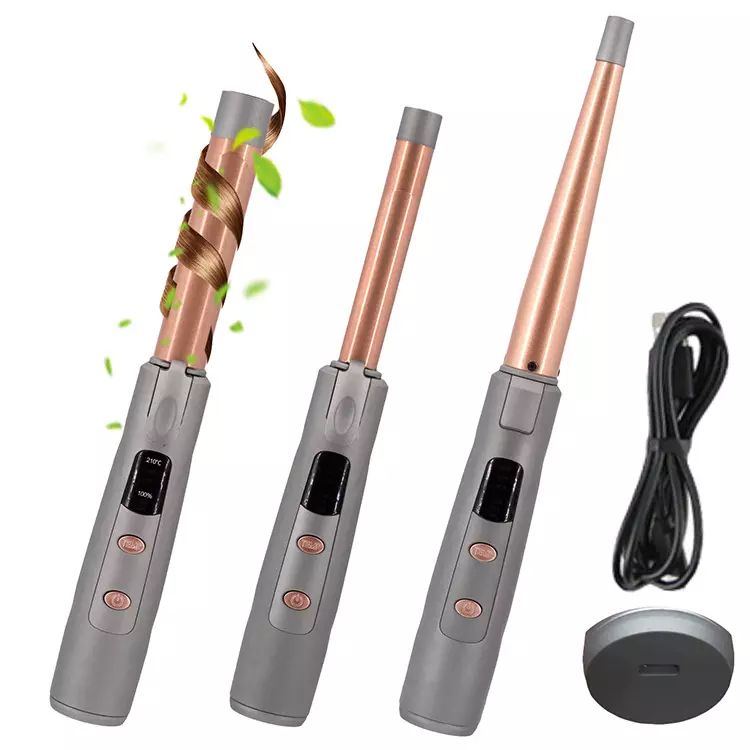 USB Rechargeable Cordless Hair Curler Wireless Curling Wand Hair Tong Small Curling Iron