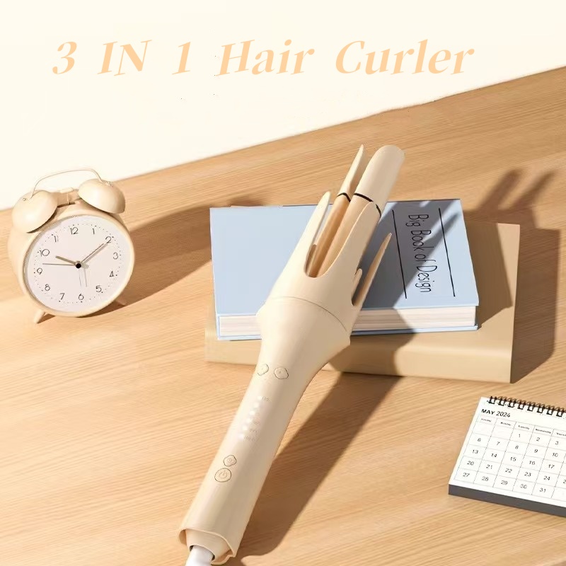 3-in-1 Interchangeable Automatic Curling Iron Automatic Hair Curler Spiral Magic Twirl Wand With Beep Reminder