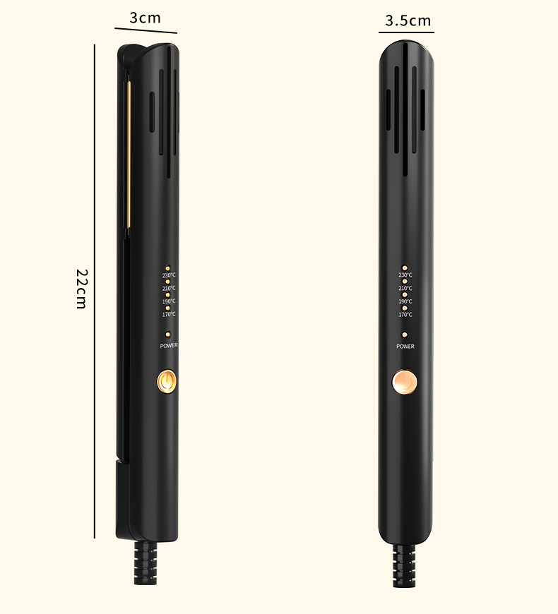 Adjustable Heat Straightener and Curling Iron with Dual Voltage, Travel-Friendly Flat Iron