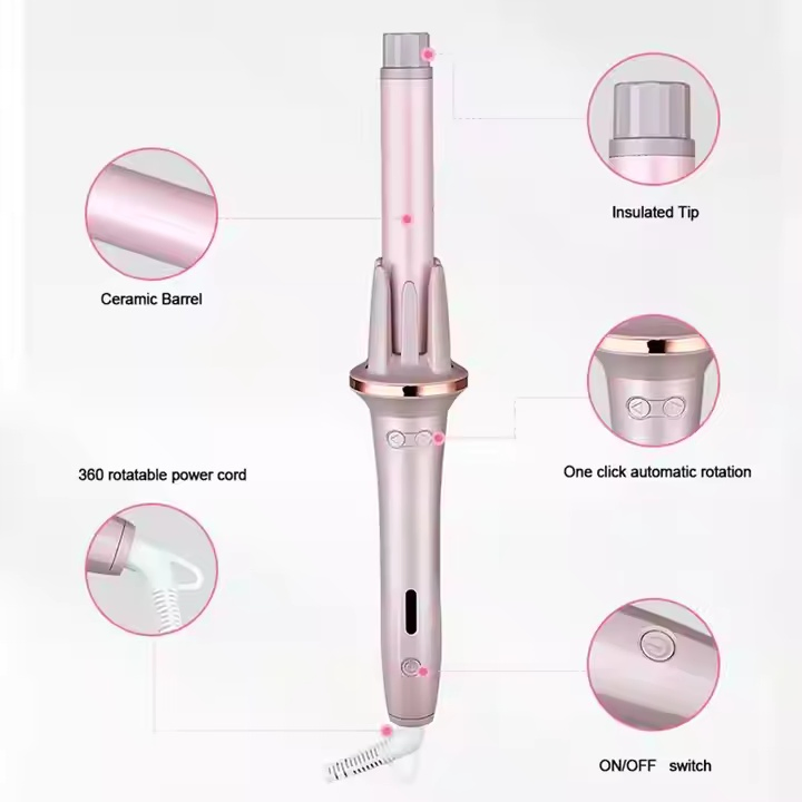 Hot Automatic Hair Curler Home Ceramic Tourmaline Coating Instant Heating Air Spin Curl Rotate Multi Adjustable 2 in 1 Self Grip
