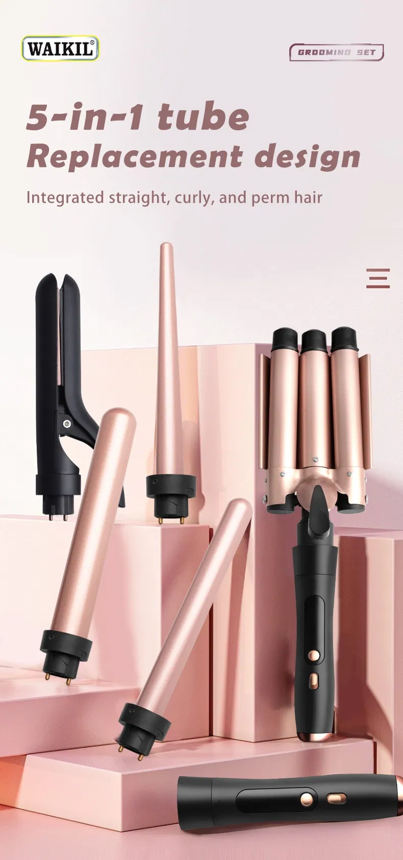 5-in-1 Interchangeable Styling Head Perm Curling Iron Set