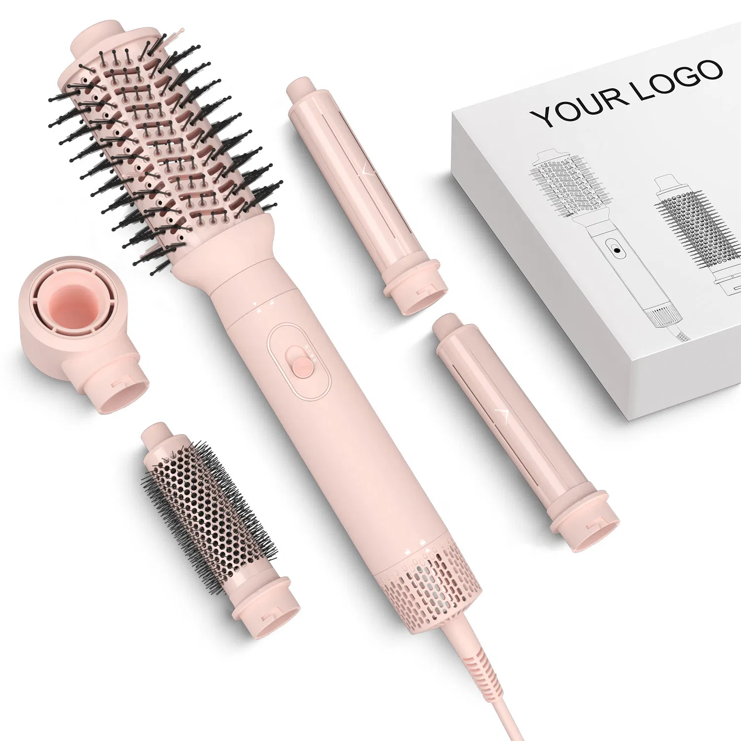 5 in 1 Interchangeable Hot Air Brush Automatic Hair Curler Straightener 2 in 1 Hair Styler 1000W Hair Dryer