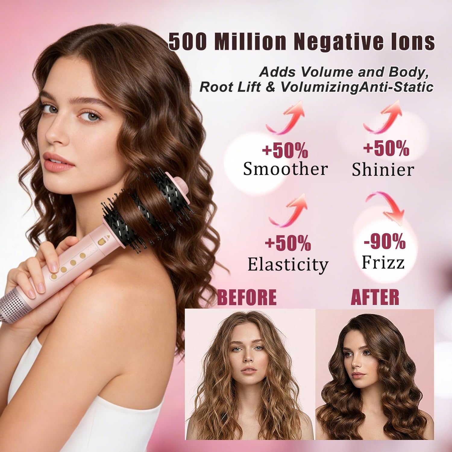 Automatic Auto Wrap Curling Wand 6 in 1 Hair Styler Detachable Negative Ion High Speed Blow Dryer Hot Air Brush